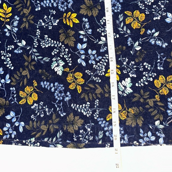 Talbots Women’s Navy Blue Corduroy Pencil Skirt Size 8 Floral Leaf Print Stretch - Picture 7 of 8